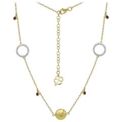 Fashionable Italian Zirconia Yellow Gold Statement Long Necklace for Her