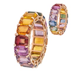 Modebarer Multisaphir-Diamant-Ring aus Roségold 18k für sie
