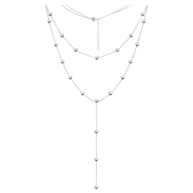 Long collier fantaisie en or blanc à la mode, fabriqué en Italie pour elle