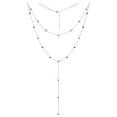 Fashionable White Gold Statement Long Necklace Made in Italy for Her