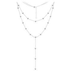 Long collier fantaisie en or blanc à la mode, fabriqué en Italie pour elle