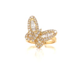 Fashionista Diamond and 18K Yellow Gold Butterfly Ring