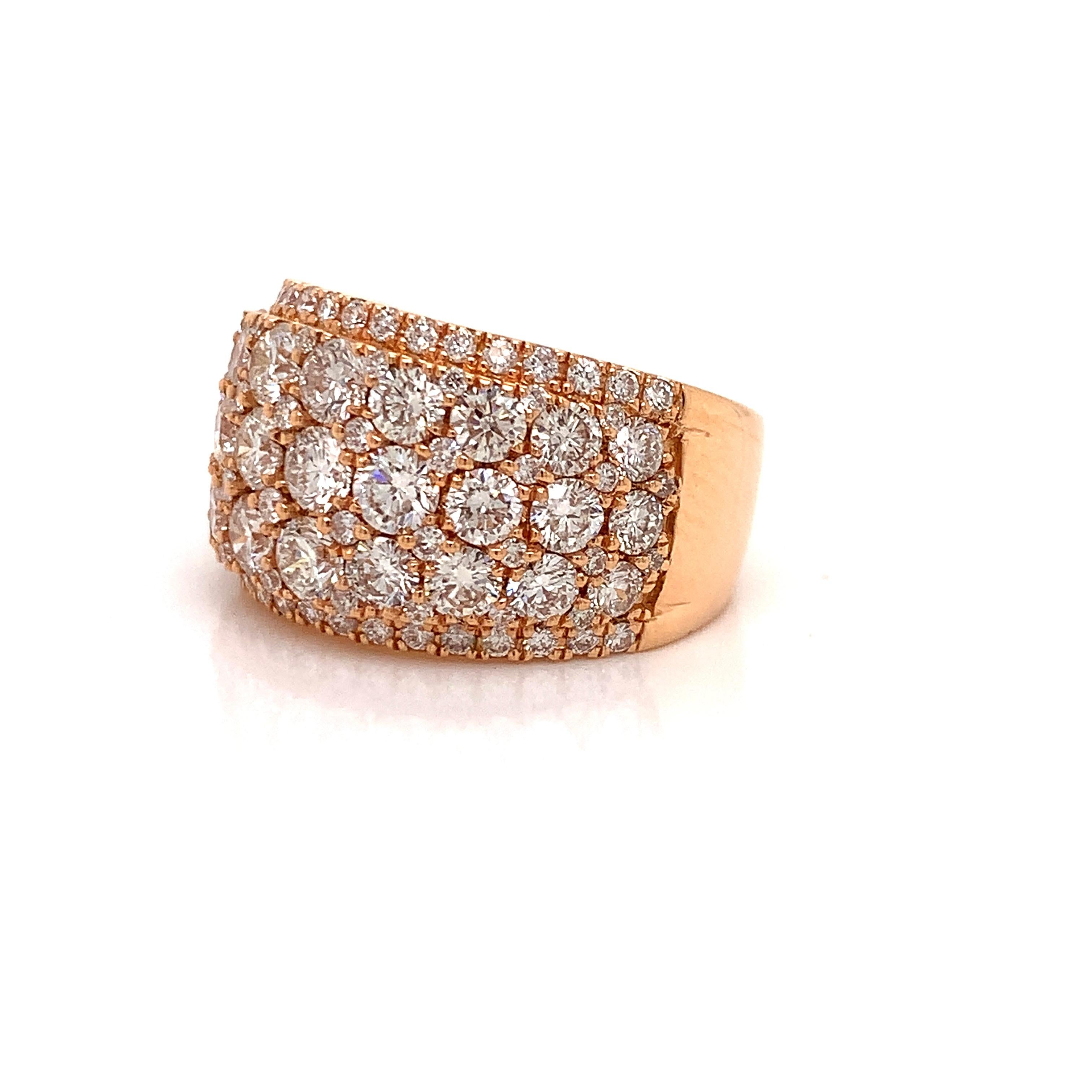 Taille ronde Bague designer en or rose et diamants en vente