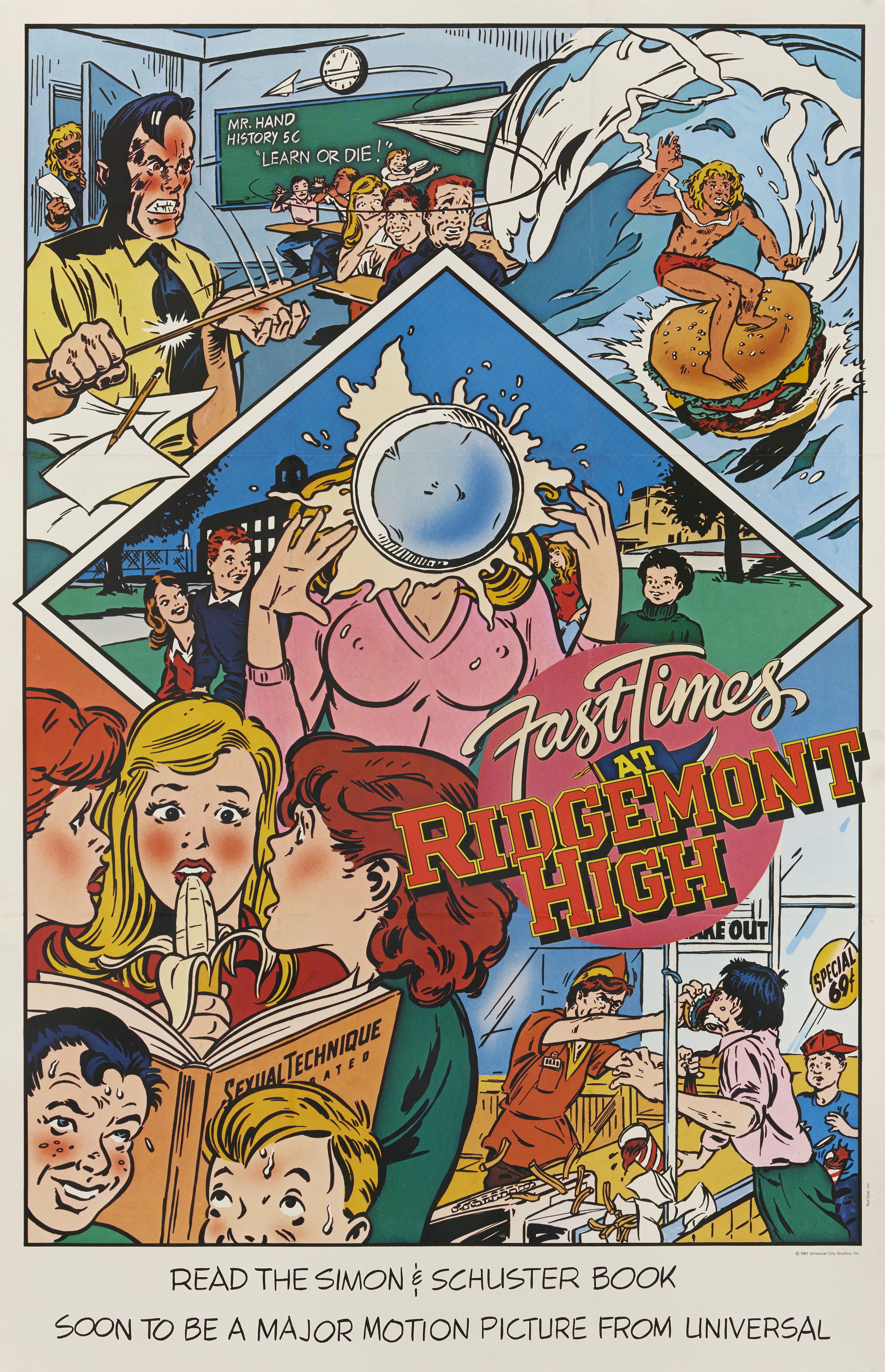 Original US Special book promotional poster for Fast Times at Ridgemont High, 1982.
This poster was to promote the publication of the book, and at the same time tell the public of the forthcoming film.
This is an American coming-of-age comedy