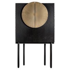 Fast Track, Art-deco Style Cabinet In Black And Gold Finish
