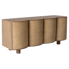 Fast Track, Contemporary Natural Rattan Sideboard With Curved Doors