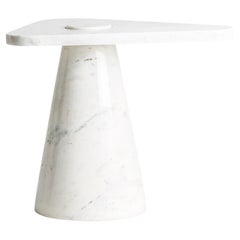 Fast Track, Contemporary Side Table Made Of White Marble