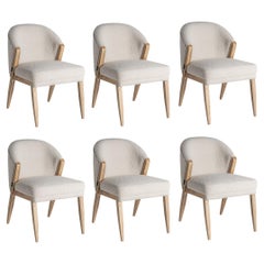 Fast Track: Set of 6 White Bouclé Dining Chairs