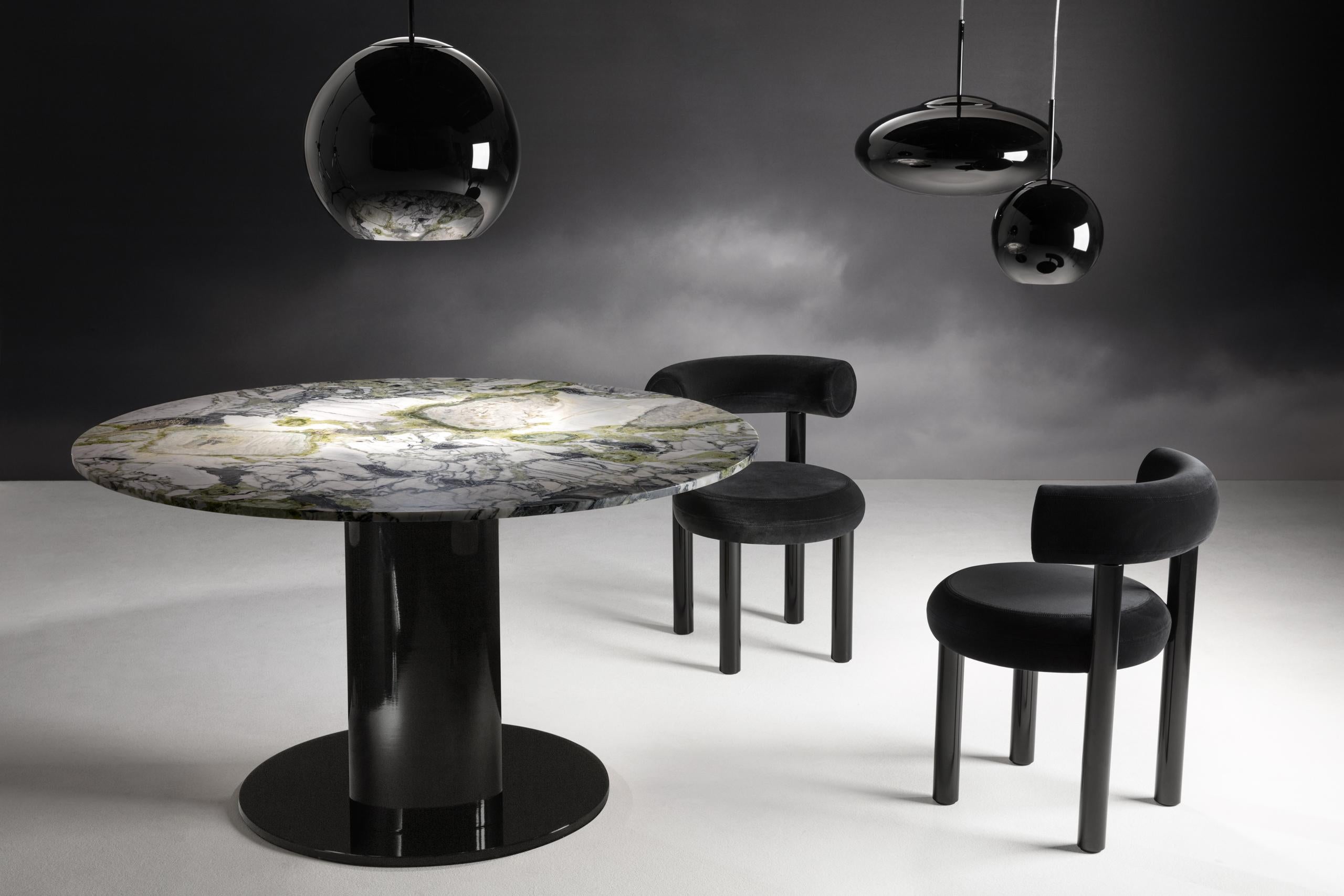 Steel FAT Dining Chair with Black Legs by Tom Dixon