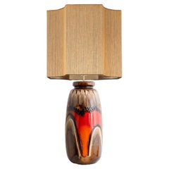 Fat Lava Brown and Red Ceramic Table Lamp, West-Germany