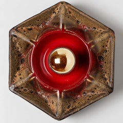 Fat Lava Applique en céramique marron et rouge, Allemagne de l'Ouest