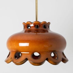 Fat Lava Brown Ceramic Glazed Chandelier, Germany