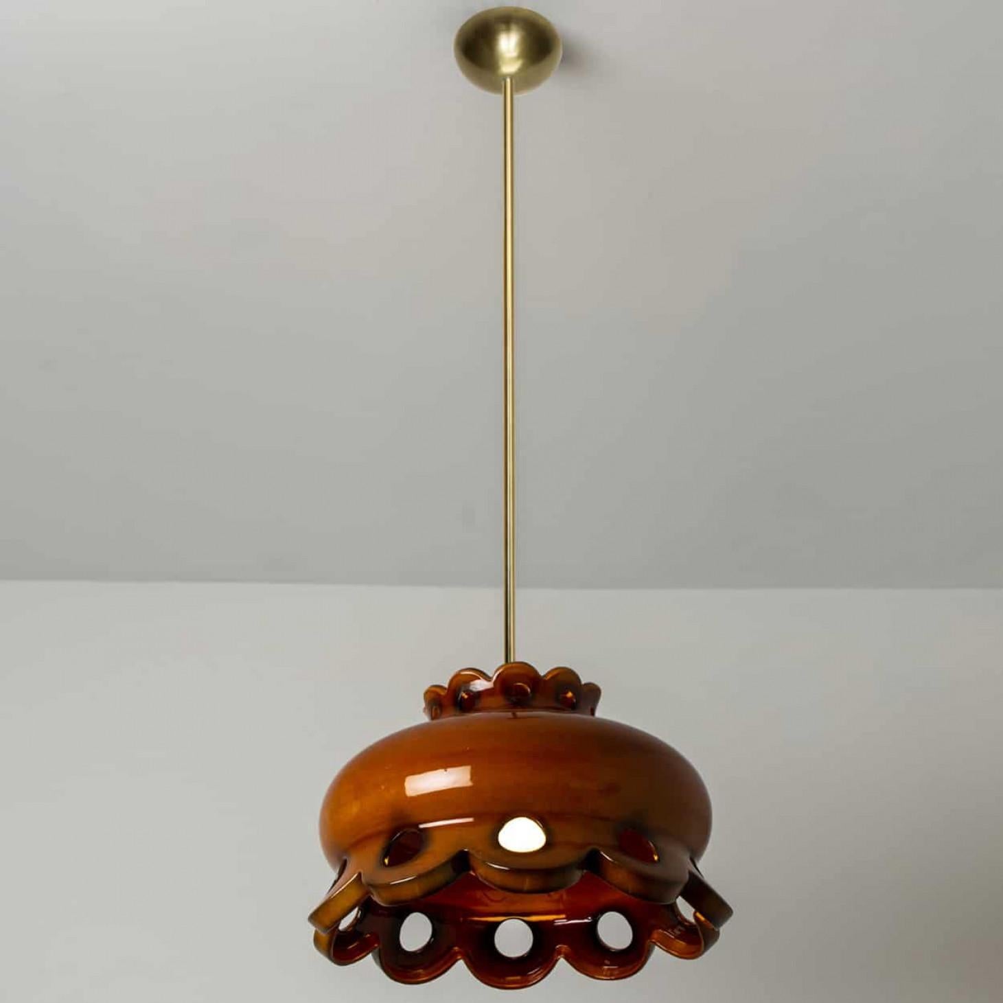Mid-Century Modern Lustre en céramique émaillée Fat Lava Brown, Allemagne en vente