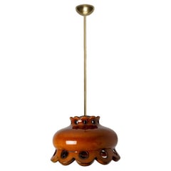 Fat Lava Brown Ceramic Glazed Chandelier, Germany