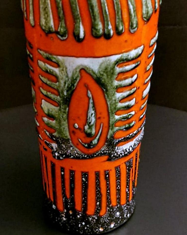 Fat Lava Brutalist Style Hungarian Colored Ceramic Glazed Vase For Sale 3