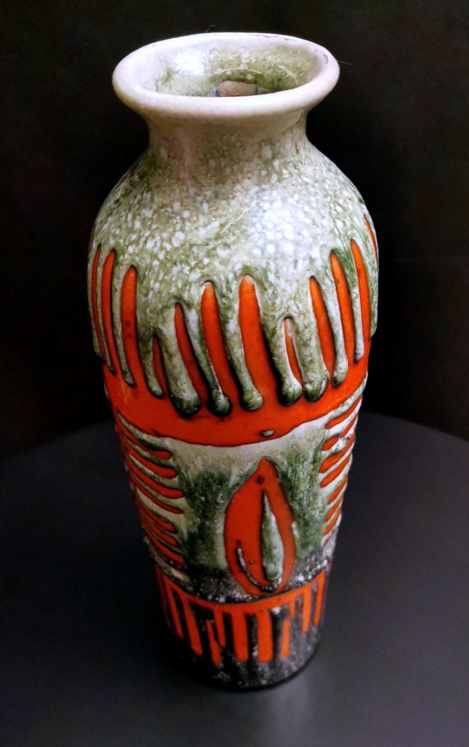 Fat Lava Brutalist Style Hungarian Colored Ceramic Glazed Vase For Sale 1