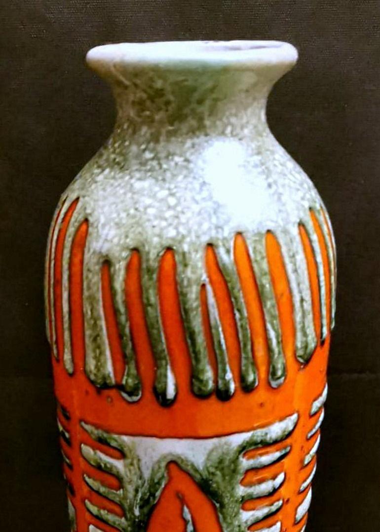 20th Century Fat Lava Brutalist Style Hungarian Colored Ceramic Glazed Vase For Sale