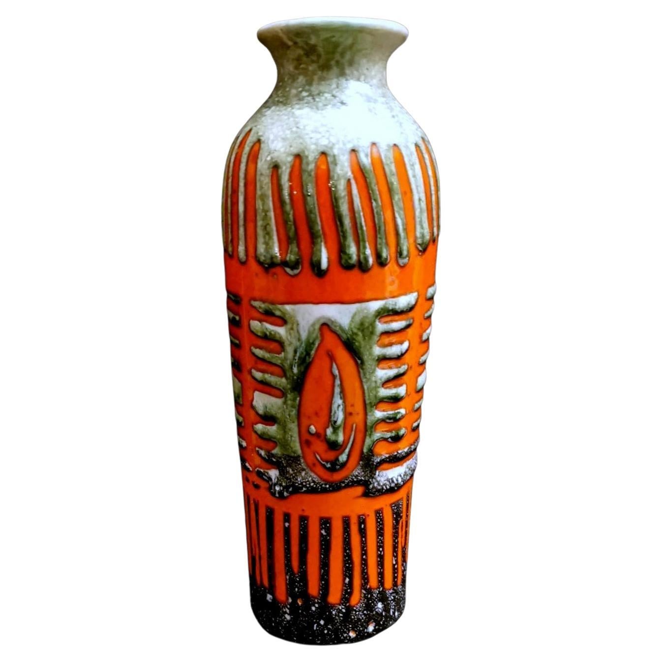 Fat Lava Brutalist Style Hungarian Colored Ceramic Glazed Vase For Sale