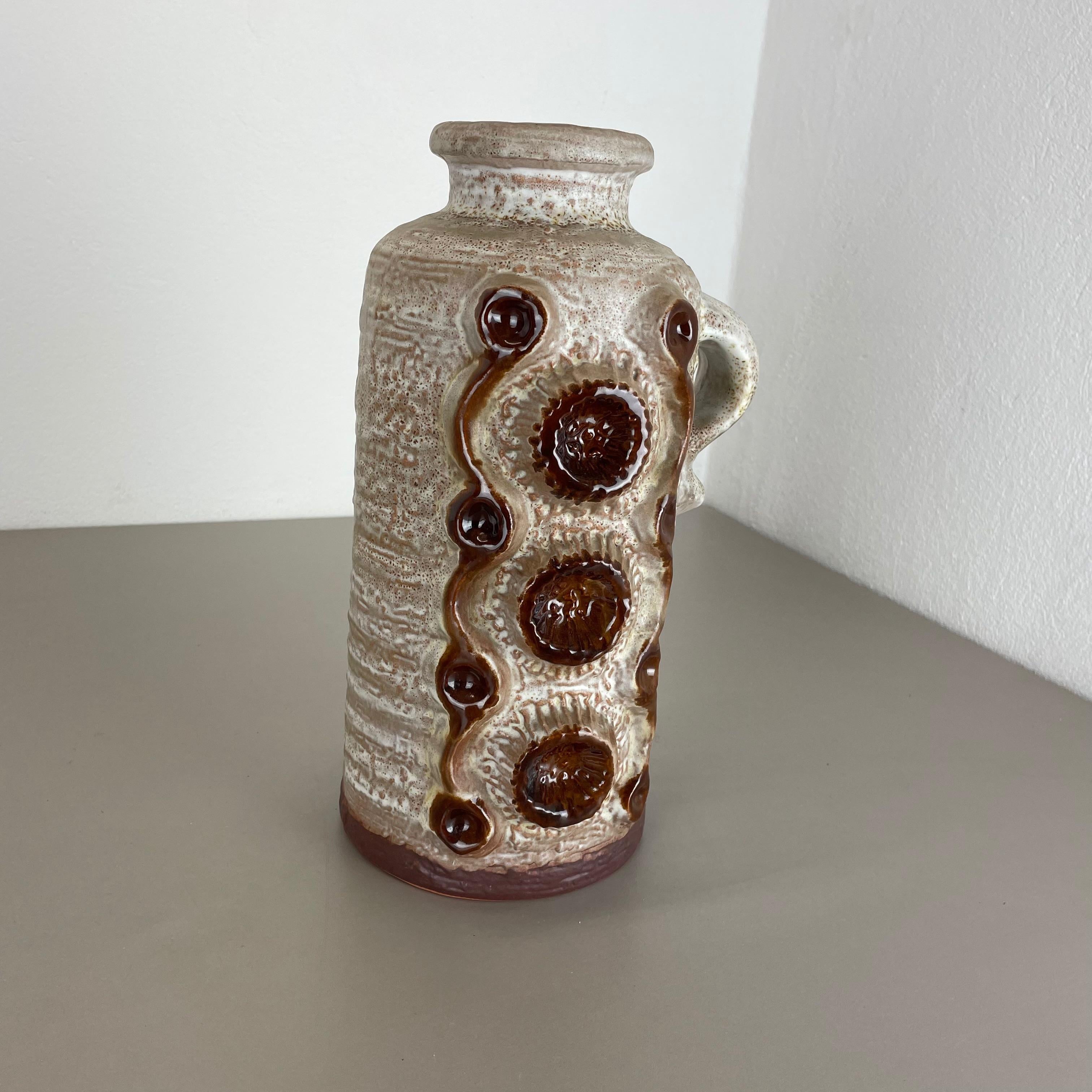 Mid-Century Modern Fat Lava Ceramic Brutalist Vase Heinz Siery Carstens Tönnieshof, Germany, 1970s For Sale