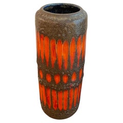 Fat Lava Ceramic Cylinder Vase By Scheurich Keramik, West Germany