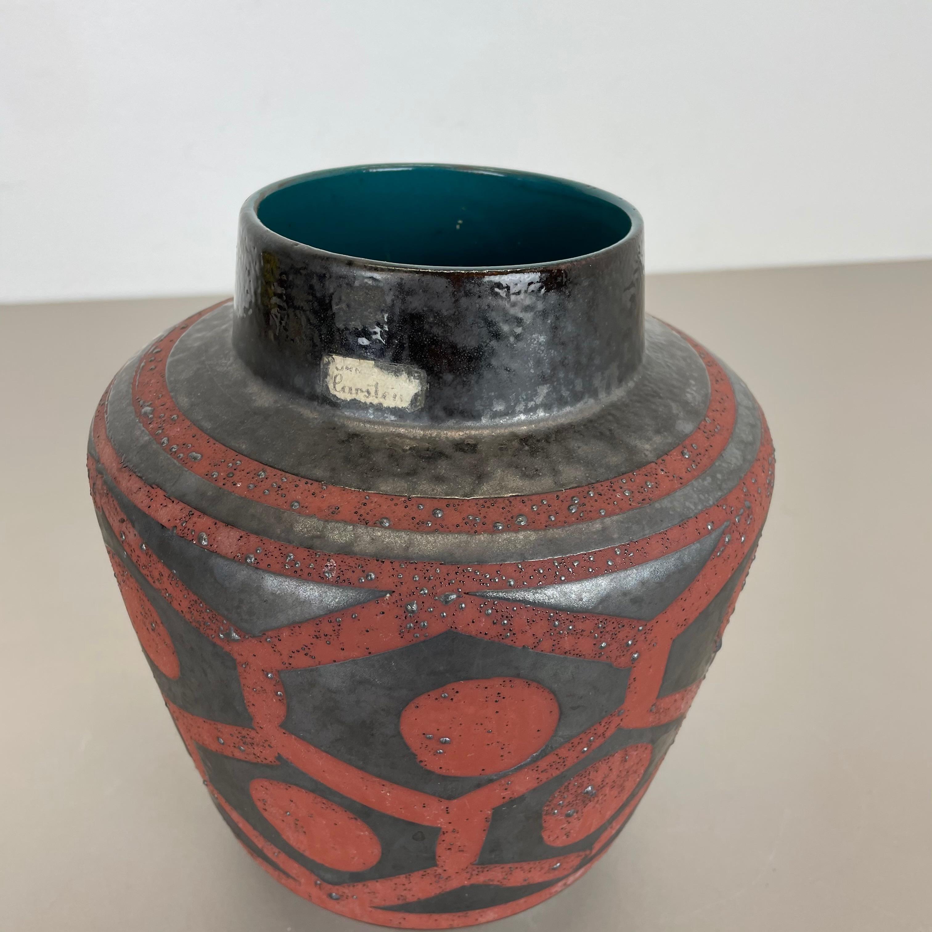 Mid-Century Modern Fat Lava Ceramic Pottery Vase Heinz Siery Carstens Tönnieshof, Germany, 1960s