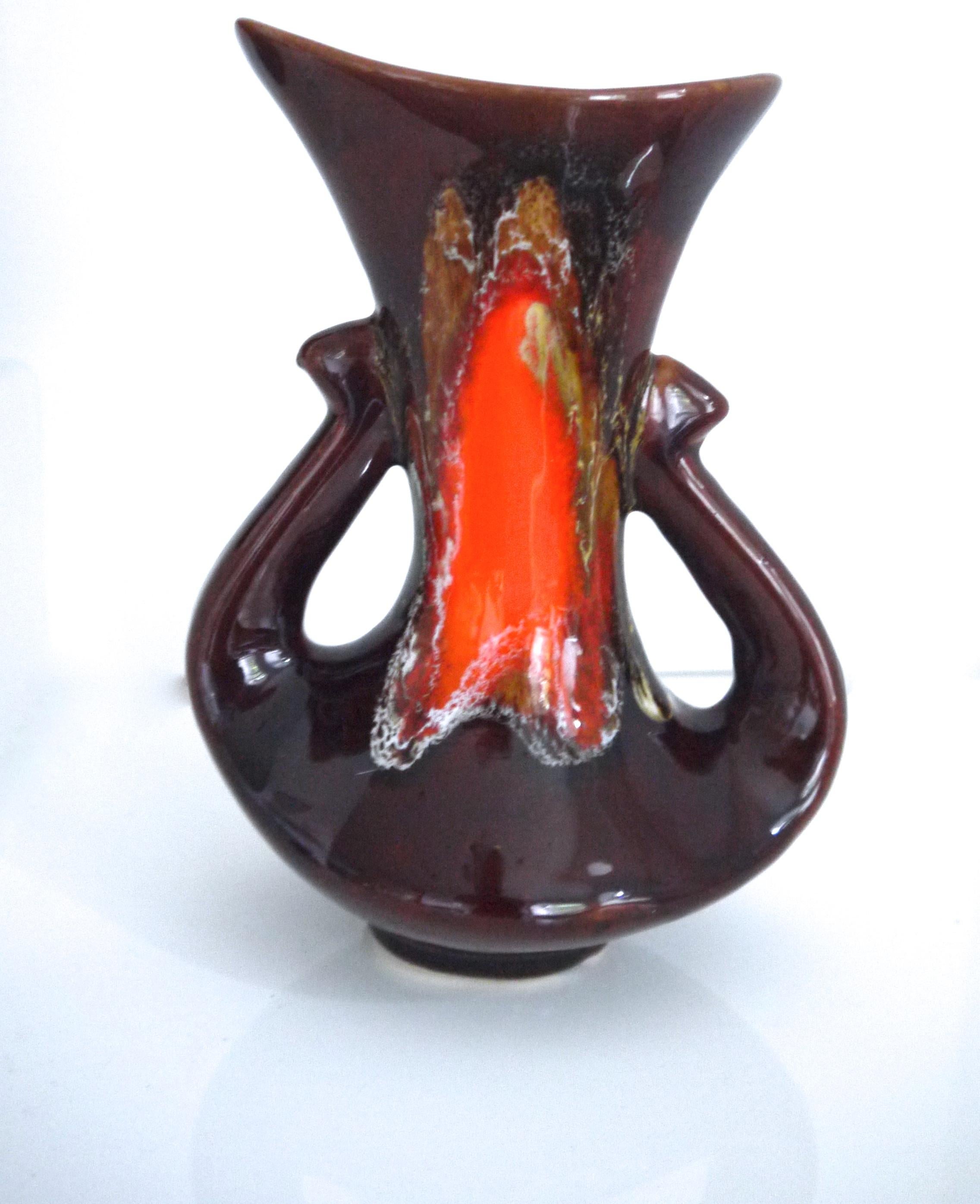 Fat Lava Collection Walther Gerhards Vase with Two Smaller Pieces from Vallauris In Good Condition For Sale In Halstead, GB
