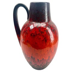 Fat Lava Floor Vase with Red Drip-Glaze 'Scheurich 279-38, W-Germany' 1960s