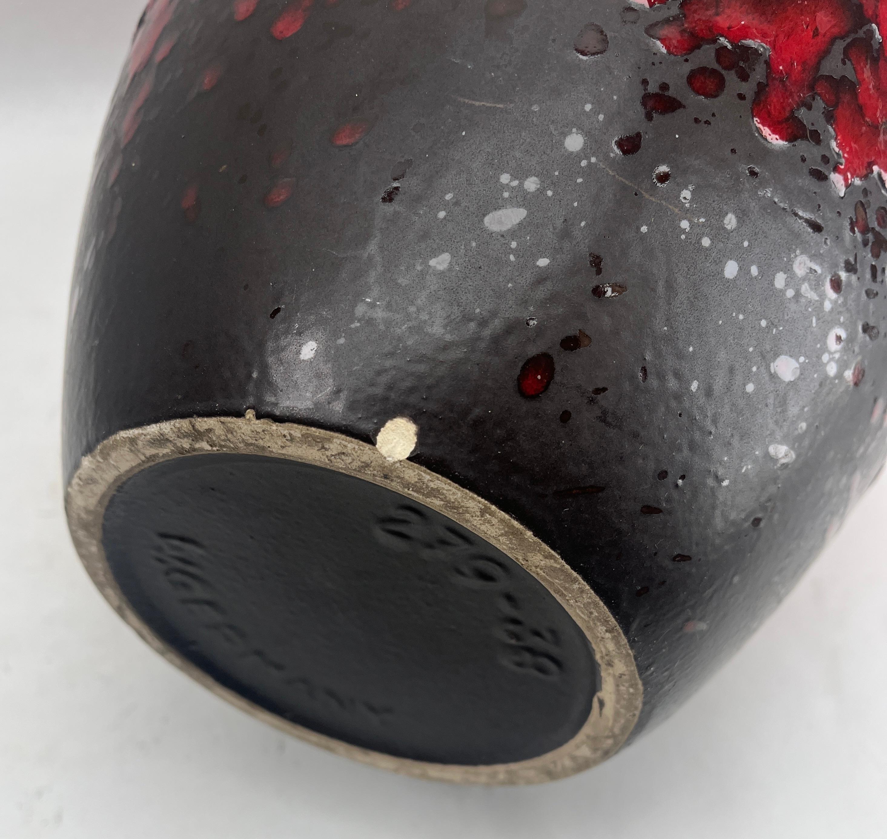 Fat Lava Floor Vase with Red Drip-Glaze 'Scheurich 279-38, W-Germany' 1960s For Sale 1