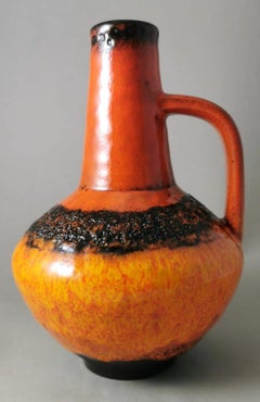 Fat Lava German Colored And Glazed Ceramic Pitcher