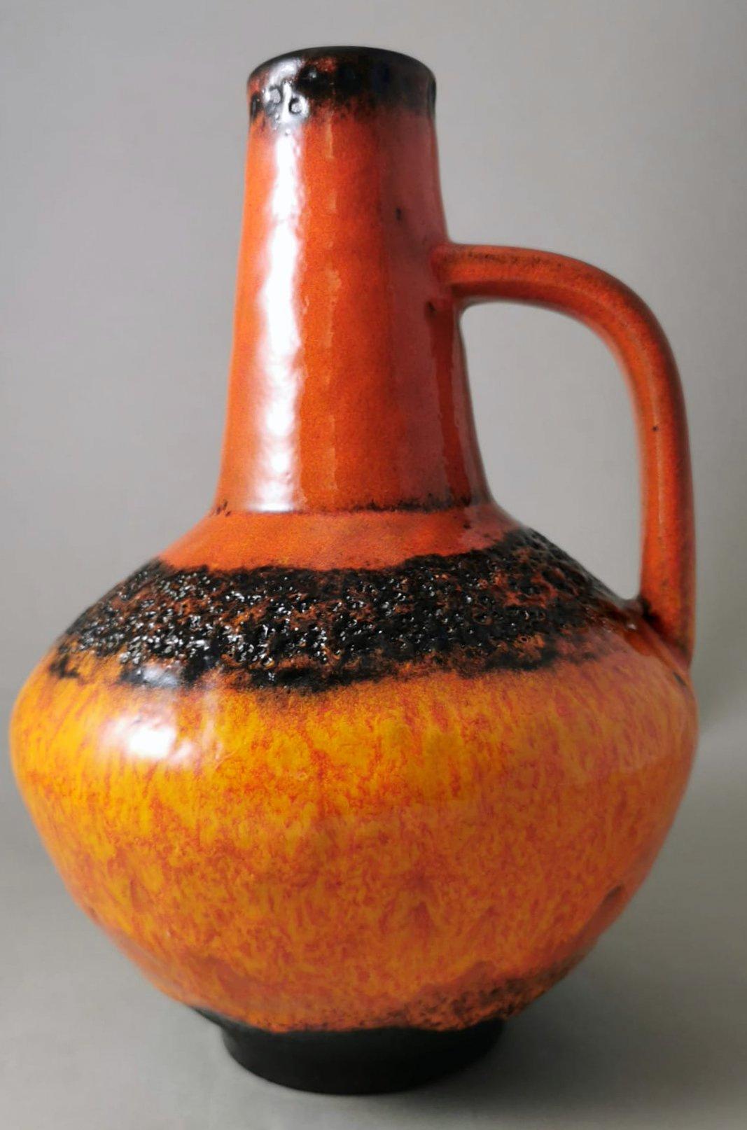 Mid-Century Modern Fat Lava German Colored And Glazed Ceramic Pitcher For Sale