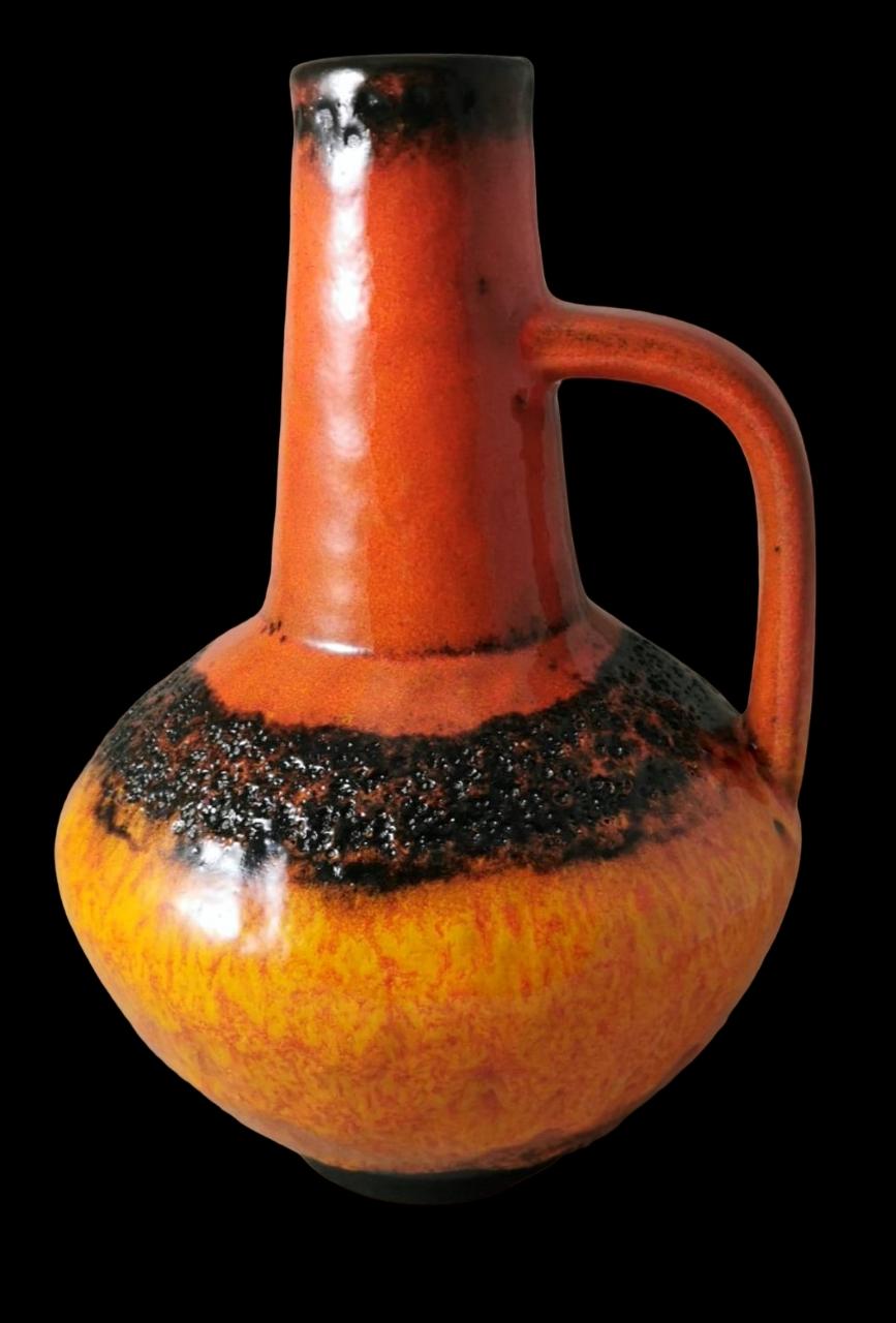 Fat Lava German Colored And Glazed Ceramic Pitcher In Good Condition For Sale In Prato, Tuscany