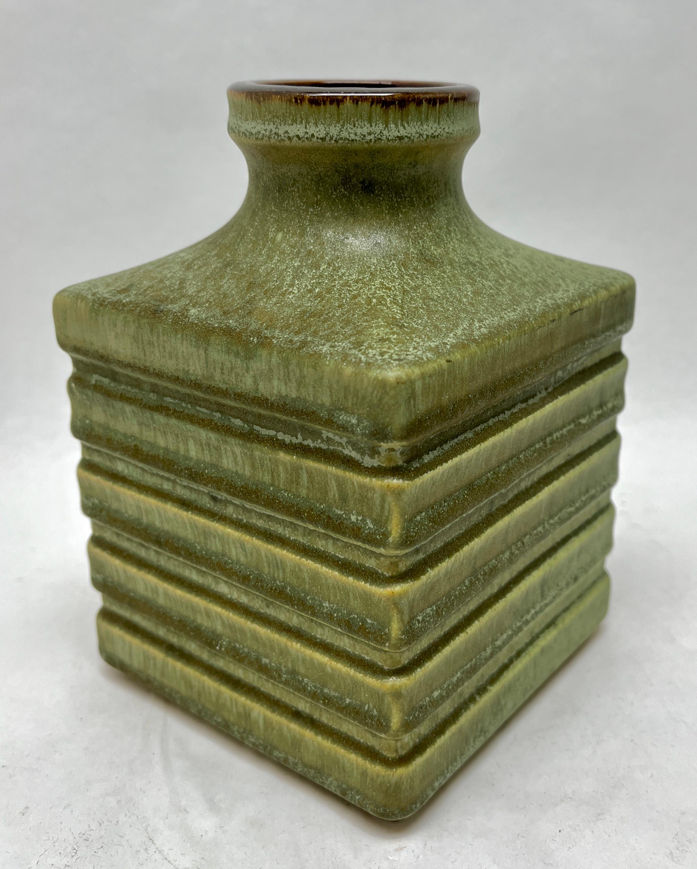 Mid-Century Modern Fat Lava Rectangular Vase with Decor and Stamp 399-15, W-Germany' 1960s For Sale