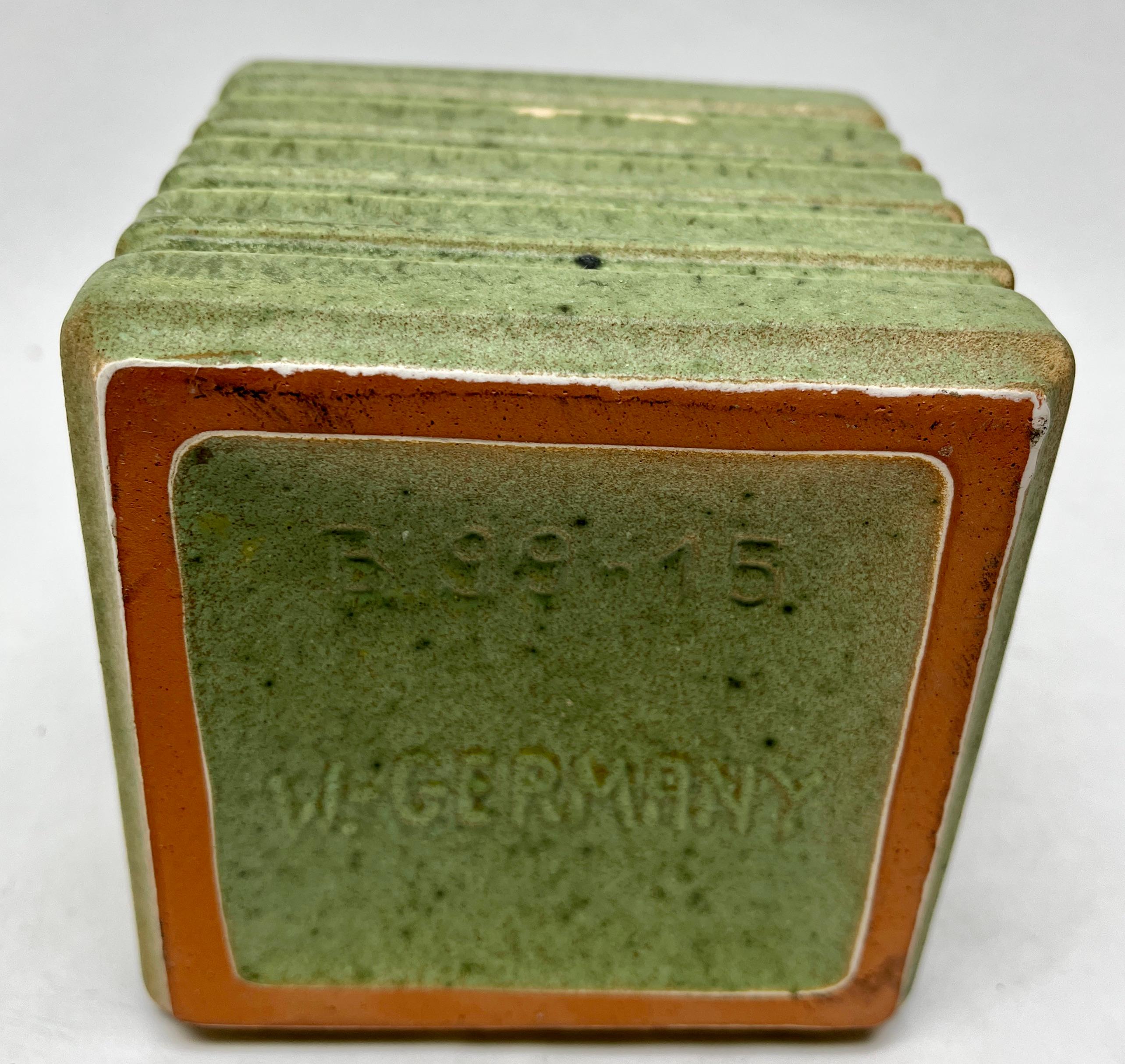 20th Century Fat Lava Rectangular Vase with Decor and Stamp 399-15, W-Germany' 1960s For Sale