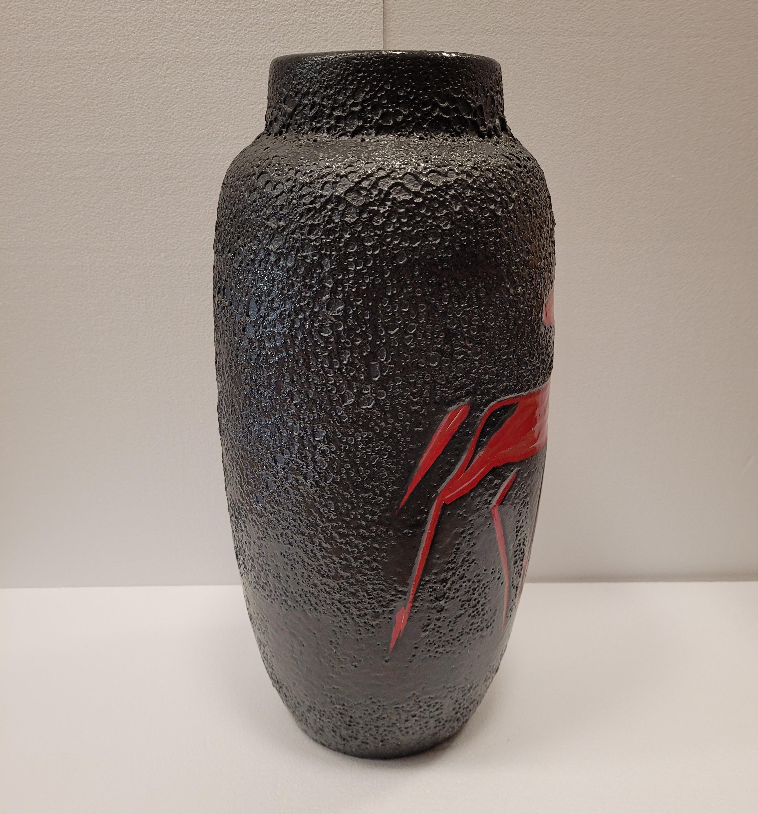  Fat Lava  red black Germany CERAMIC VASE, Scheurich Keramik, 50´s, 60´s  For Sale 2