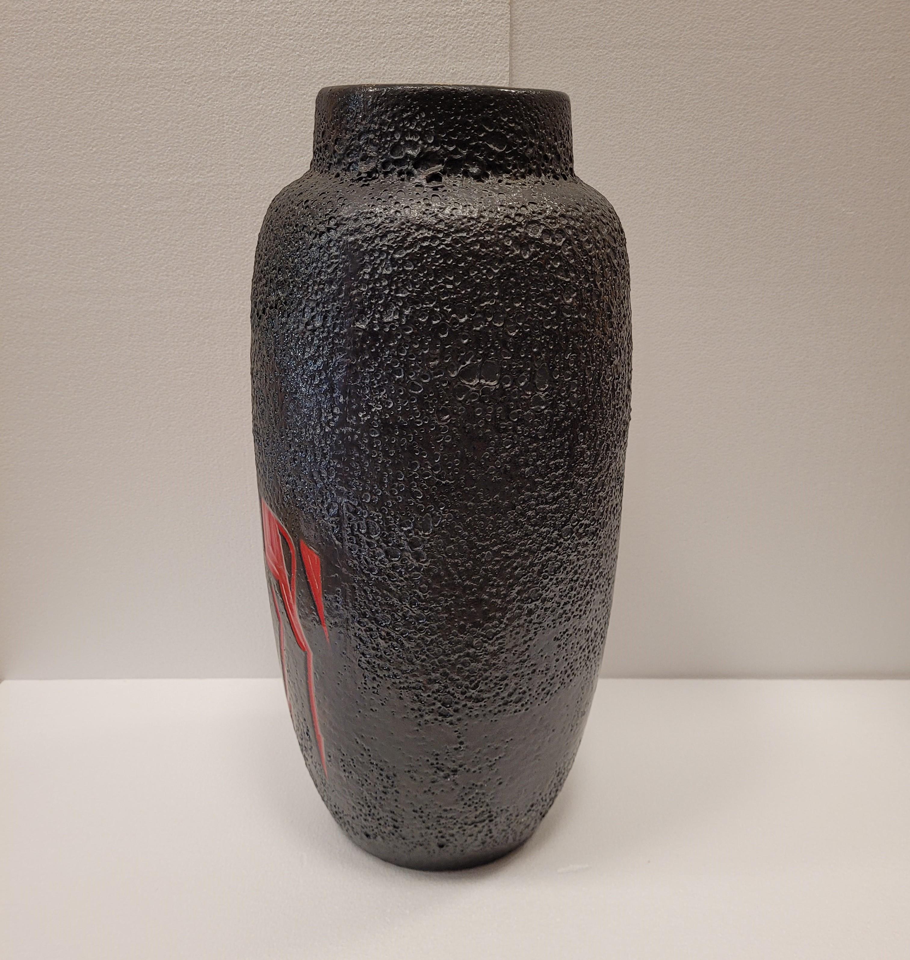  Fat Lava  red black Germany CERAMIC VASE, Scheurich Keramik, 50´s, 60´s  For Sale 1