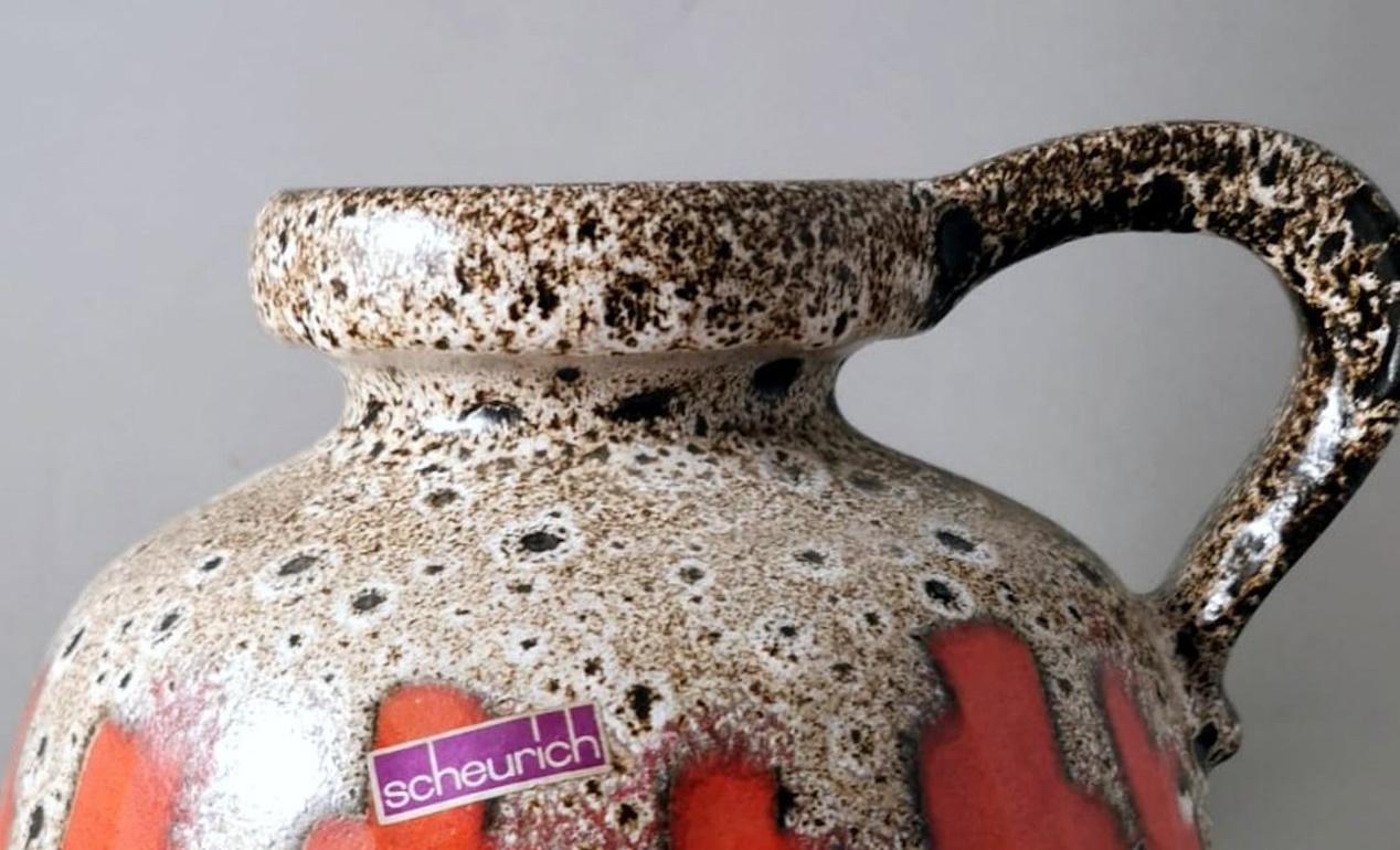 Pichet en céramique émaillée et colorée lave grasse Scheurich avec poignée, Allemagne  en vente 3
