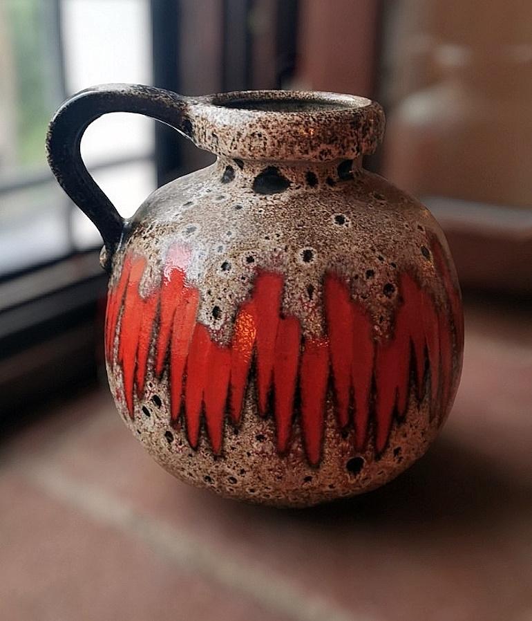 Fat Lava Scheurich German Colored And Glazed Ceramic Pitcher With Handle  For Sale 12