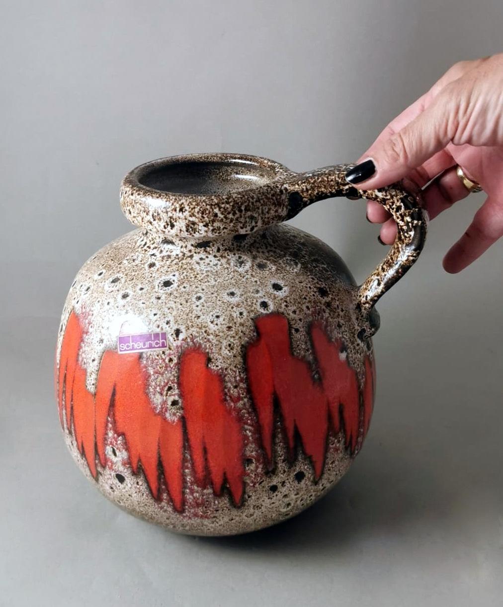 Fat Lava Scheurich German Colored And Glazed Ceramic Pitcher With Handle  For Sale 14