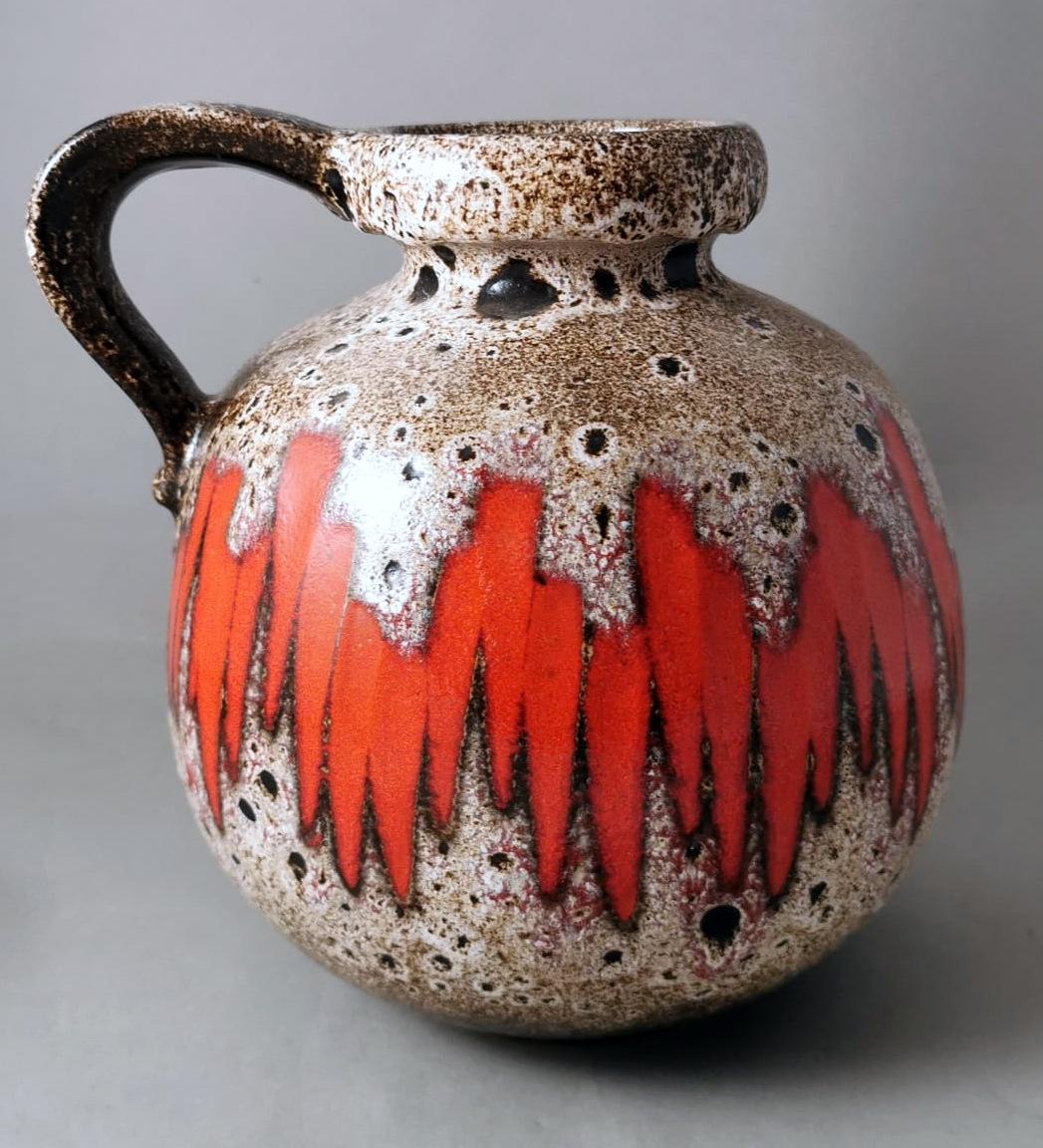 Fat Lava Scheurich German Colored And Glazed Ceramic Pitcher With Handle  For Sale 1