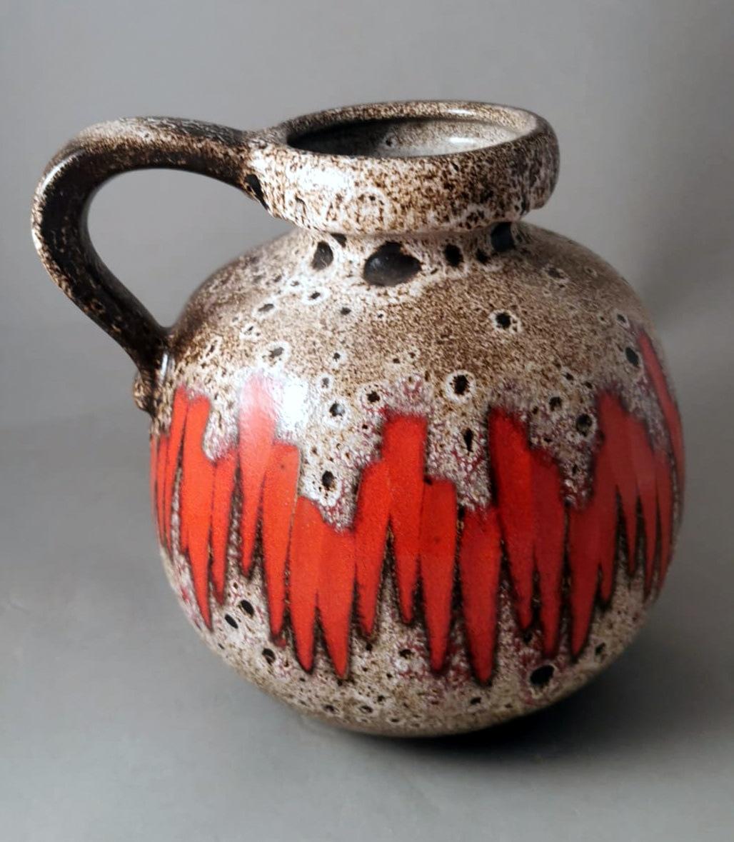 Fat Lava Scheurich German Colored And Glazed Ceramic Pitcher With Handle  For Sale 2