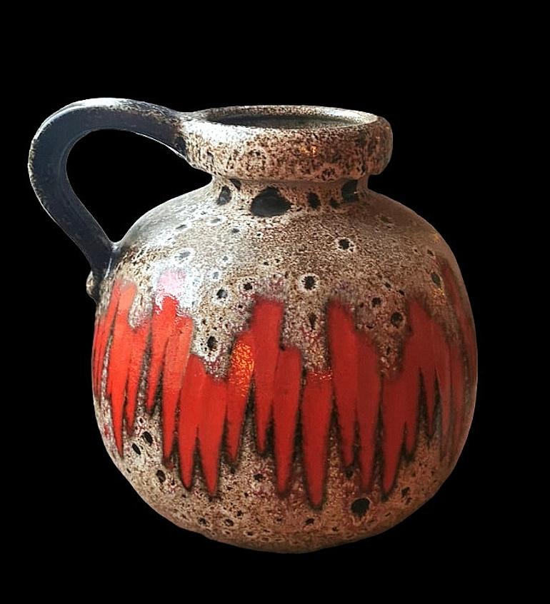Fat Lava Scheurich German Colored And Glazed Ceramic Pitcher With Handle  For Sale 3