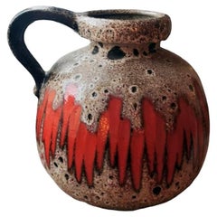 Retro Fat Lava Scheurich German Colored And Glazed Ceramic Pitcher With Handle 