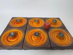 Fat Lava Scones Set of 6 Wall Lights in Orange Brown, Germany. 1970s