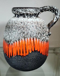 Fat Lava Style German Colored and Glazed Ceramic Pitcher with Handle