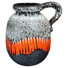 Fat Lava Style German Colored and Glazed Ceramic Pitcher with Handle