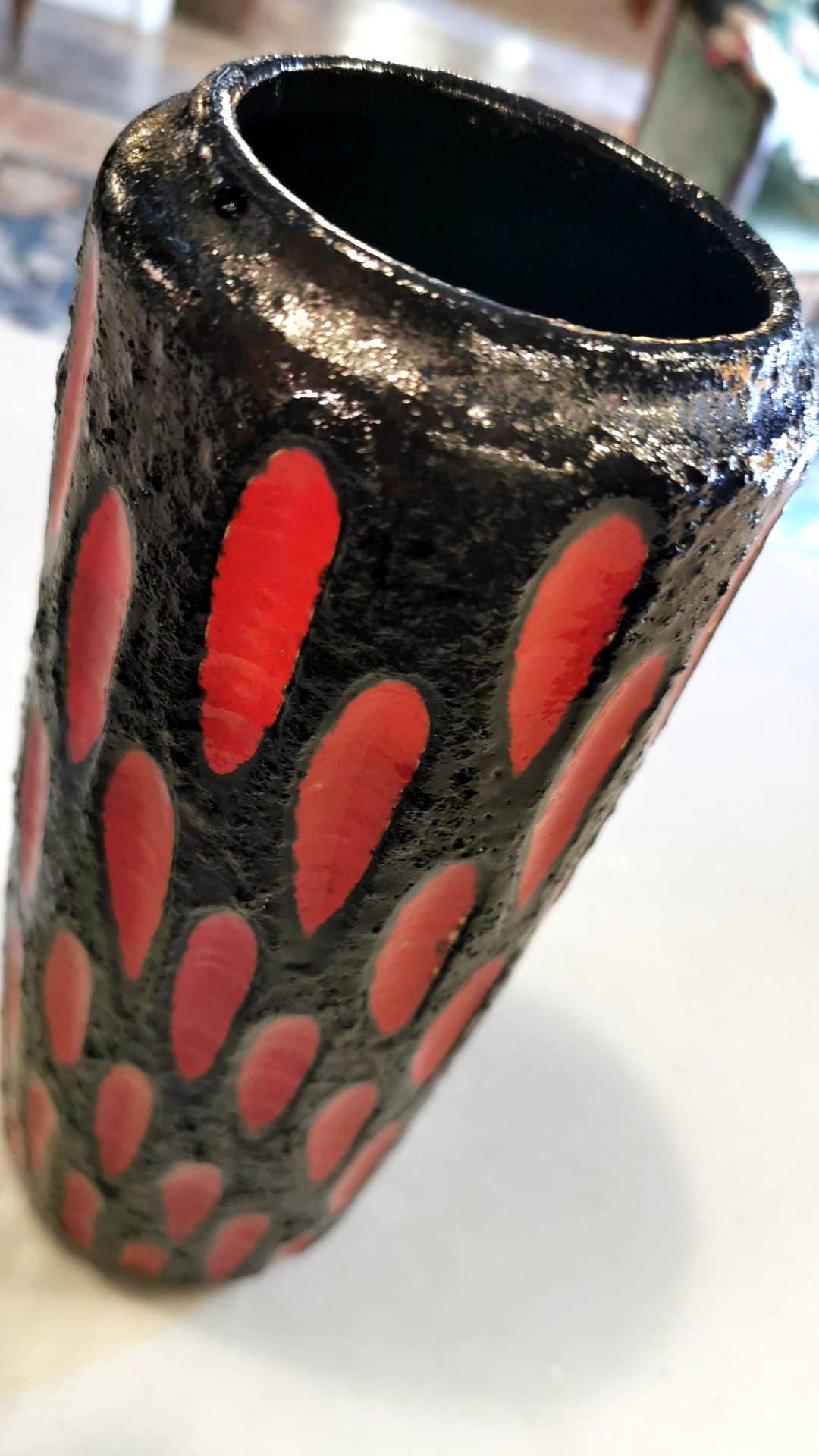 Fat Lava Style German Colored Ceramic Glazed Vase For Sale 9