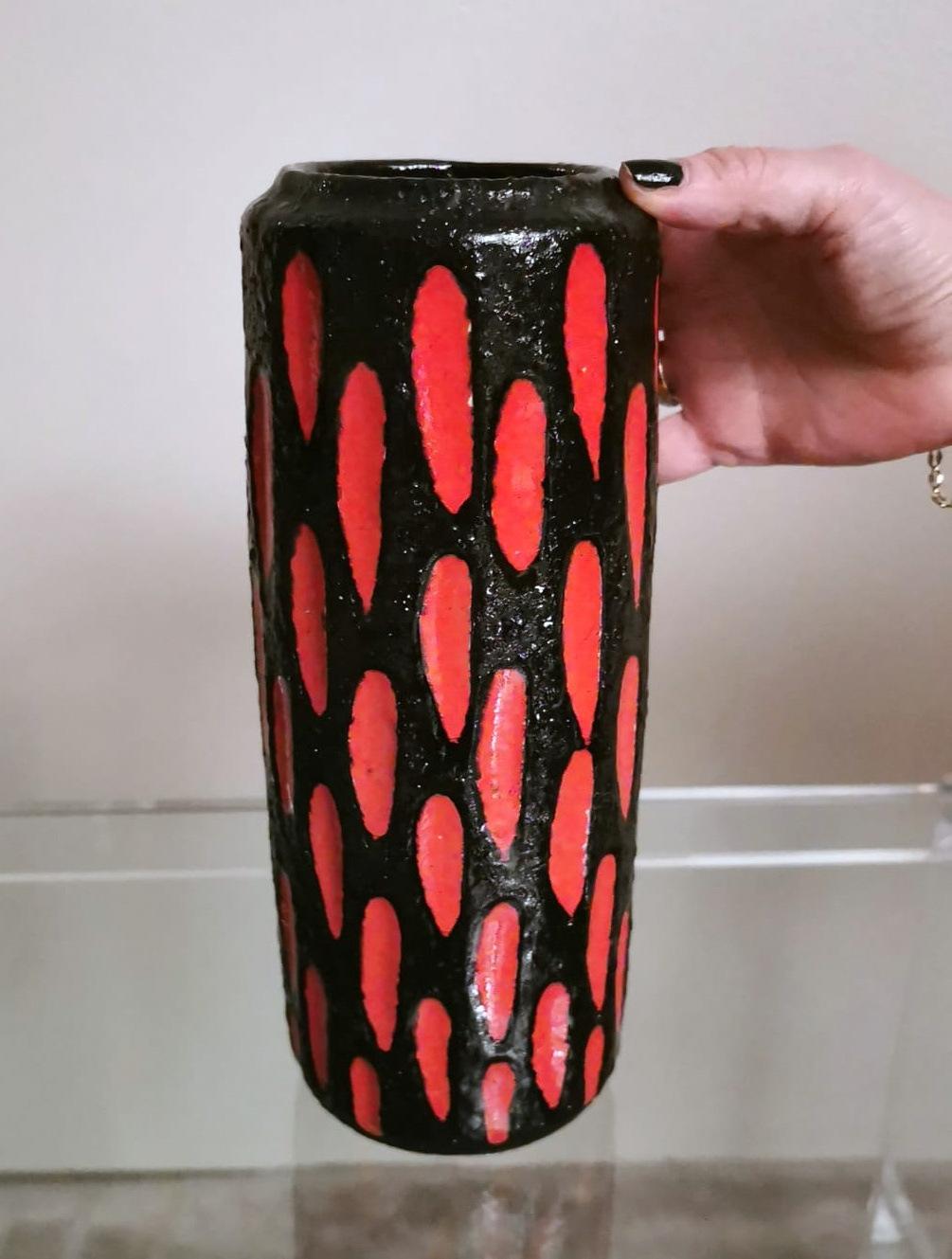 Vase en céramique émaillée allemande de style lave grasse en vente 7