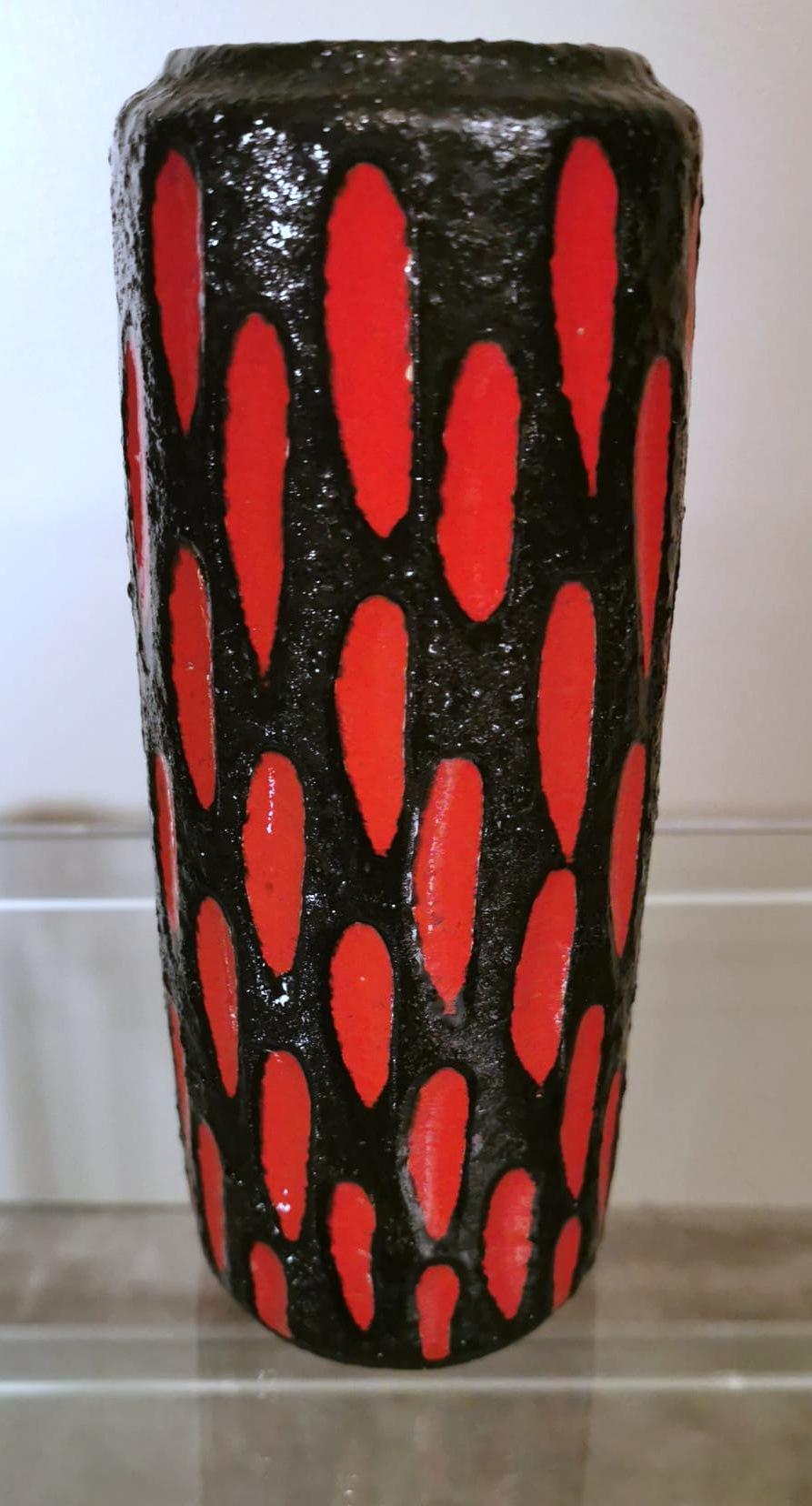 Brutalist Fat Lava Style German Colored Ceramic Glazed Vase For Sale