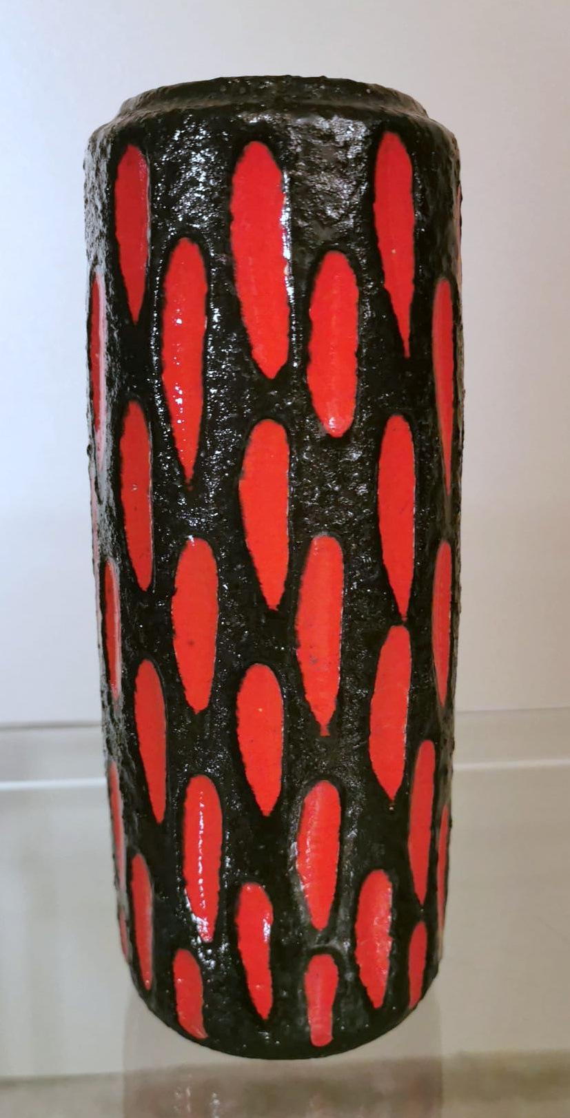Fat Lava Style German Colored Ceramic Glazed Vase In Good Condition For Sale In Prato, Tuscany