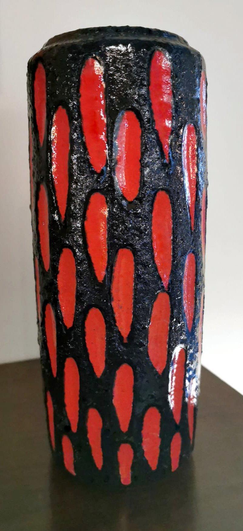 20th Century Fat Lava Style German Colored Ceramic Glazed Vase For Sale